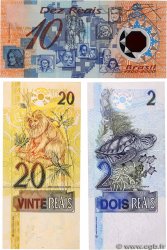 2, 10 et 20 Reais Lot BRASILE  2000 P.248a, P.249a et P.250a FDC