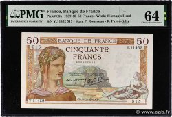 50 Francs CÉRÈS modifié FRANCE  1939 F.18.34 UNC-