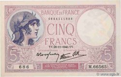 5 Francs FEMME CASQUÉE modifié FRANCE  1940 F.04.15
