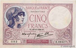 5 Francs FEMME CASQUÉE modifié FRANCE  1940 F.04.15