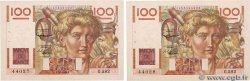 100 Francs JEUNE PAYSAN Consécutifs FRANCE  1954 F.28.41