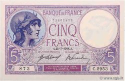 5 Francs FEMME CASQUÉE FRANCIA  1918 F.03.02