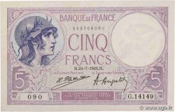 5 Francs FEMME CASQUÉE FRANCE  1923 F.03.07 UNC-