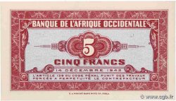5 Francs FRENCH WEST AFRICA  1942 P.28a AU
