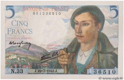 5 Francs BERGER FRANKREICH  1943 F.05.02