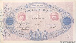 500 Francs BLEU ET ROSE FRANCE  1920 F.30.24 VF