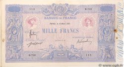 1000 Francs BLEU ET ROSE FRANCE  1911 F.36.25