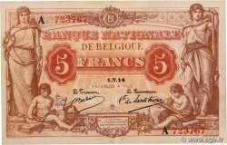 5 Francs BELGIO  1914 P.074a