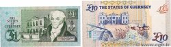 1 et 10 Pounds Lot GUERNSEY  1991 P.52b et P.57a FDC