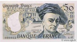 50 Francs QUENTIN DE LA TOUR Petit numéro FRANCE  1987 F.67.13A47 UNC