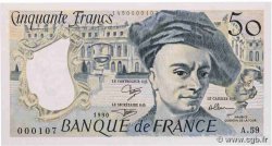 50 Francs QUENTIN DE LA TOUR Petit numéro FRANCE  1990 F.67.16A59