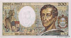 200 Francs MONTESQUIEU Petit numéro FRANCE  1991 F.70.11A87 UNC-