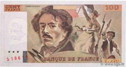 100 Francs DELACROIX imprimé en continu Fauté FRANCE  1991 F.69bis.03a1a UNC-