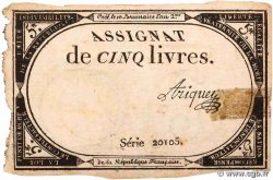 5 Livres FRANKREICH  1793 Ass.46a