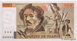100 Francs DELACROIX modifié Petit numéro FRANCE  1987 F.69.11A116