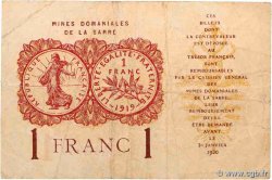 1 Franc MINES DOMANIALES DE LA SARRE FRANKREICH  1920 VF.51.01 S