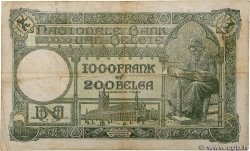 1000 Francs - 200 Belgas BELGIEN  1932 P.104 fSS