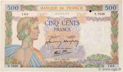 500 Francs LA PAIX FRANCE  1943 F.32.44 VF+