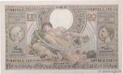 100 Francs - 20 Belgas BELGIEN  1943 P.107
