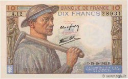 10 Francs MINEUR FRANCE  1942 F.08.04