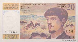 20 Francs DEBUSSY à fil de sécurité FRANCE  1993 F.66bis.04A38