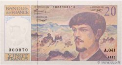 20 Francs DEBUSSY à fil de sécurité FRANCE  1993 F.66bis.05A41