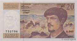20 Francs DEBUSSY à fil de sécurité FRANCE  1993 F.66bis.05A43 UNC