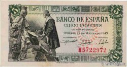 5 Pesetas SPANIEN  1945 P.129
