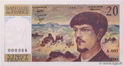 20 Francs DEBUSSY Petit numéro FRANCE  1980 F.66.01A1 UNC-