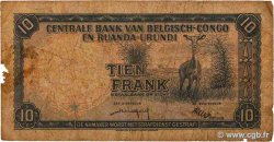 10 Francs CONGO BELGE  1958 P.30b B+