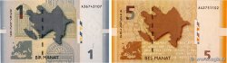 1 et 5 Manat Lot ASERBAIDSCHAN  2005 P.26 fST+