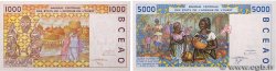 1000 et 5000 Francs Lot WEST AFRIKANISCHE STAATEN  1999 P.111Ai et P.113Ak fST