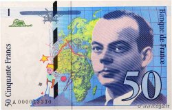 50 Francs SAINT-EXUPÉRY Petit numéro FRANCE  1992 F.72.01aA UNC
