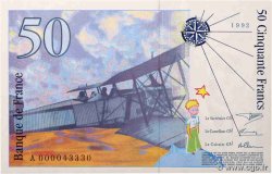 50 Francs SAINT-EXUPÉRY Petit numéro FRANCE  1992 F.72.01aA UNC