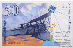 50 Francs SAINT-EXUPÉRY Sans mouton Fauté FRANCIA  1992 F.72f3.01 SC+