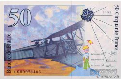 50 Francs SAINT-EXUPÉRY FRANCE  1992 F.72.01aA UNC