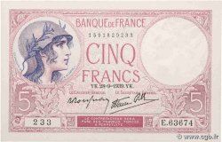 5 Francs FEMME CASQUÉE modifié FRANCE  1939 F.04.10