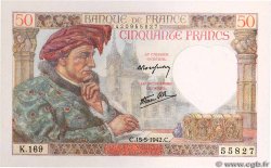 50 Francs JACQUES CŒUR FRANCE  1942 F.19.20