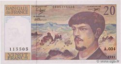 20 Francs DEBUSSY à fil de sécurité FRANCE  1991 F.66bis.02A34