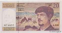 20 Francs DEBUSSY à fil de sécurité FRANCIA  1993 F.66bis.04A40