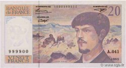 20 Francs DEBUSSY à fil de sécurité FRANCE  1993 F.66bis.05A41