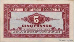 5 Francs  Numéro spécial AFRIQUE OCCIDENTALE FRANÇAISE (1895-1958)  1942 P.28b SUP