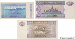 1, 5 et 10 Kyats Lot MYANMAR  1997 P.69, P.70a et P.71b ST