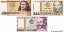 500 à 5000 Intis Lot PÉROU  1987 P.134b, P.136b et P.137