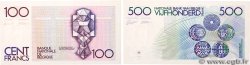 100 et 500 Francs Lot BELGIO  1982 P.142a et P.143a q.FDC
