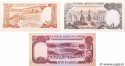 50 Cents, 1 et 5 Pounds Lot CYPRUS  1987 P.52, P.53c et P.54a UNC