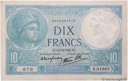 10 Francs MINERVE modifié FRANCE  1940 F.07.24 TTB