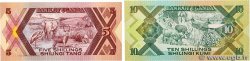 5 et 10 Shillings Lot UGANDA  1987 P.27 et P.28 UNC