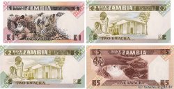 1 et 5 Kwacha Lot ZAMBIE  1980 P.23a, P.24c, P.25d pr.NEUF