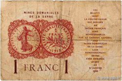 1 Franc MINES DOMANIALES DE LA SARRE Lot FRANKREICH  1920 VF.51.02 fS